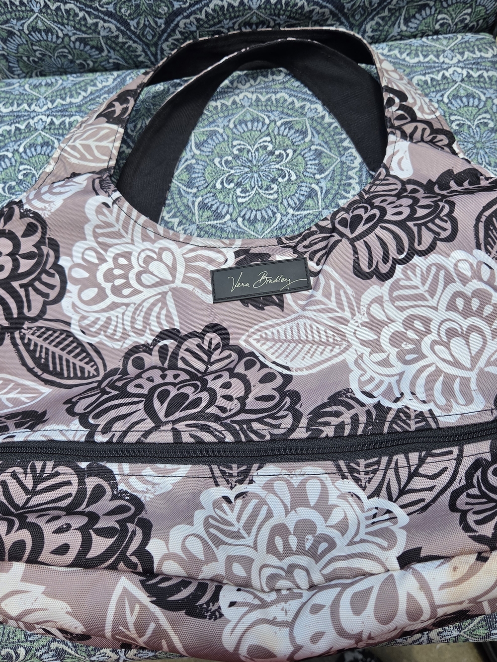 Vera Bradley Mauve Floral Tote with Black Accents